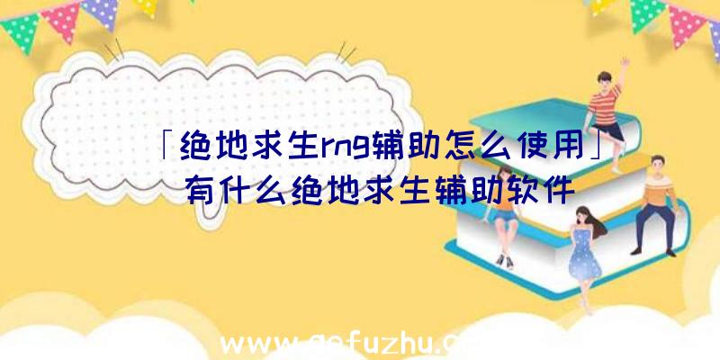 「绝地求生rng辅助怎么使用」|有什么绝地求生辅助软件